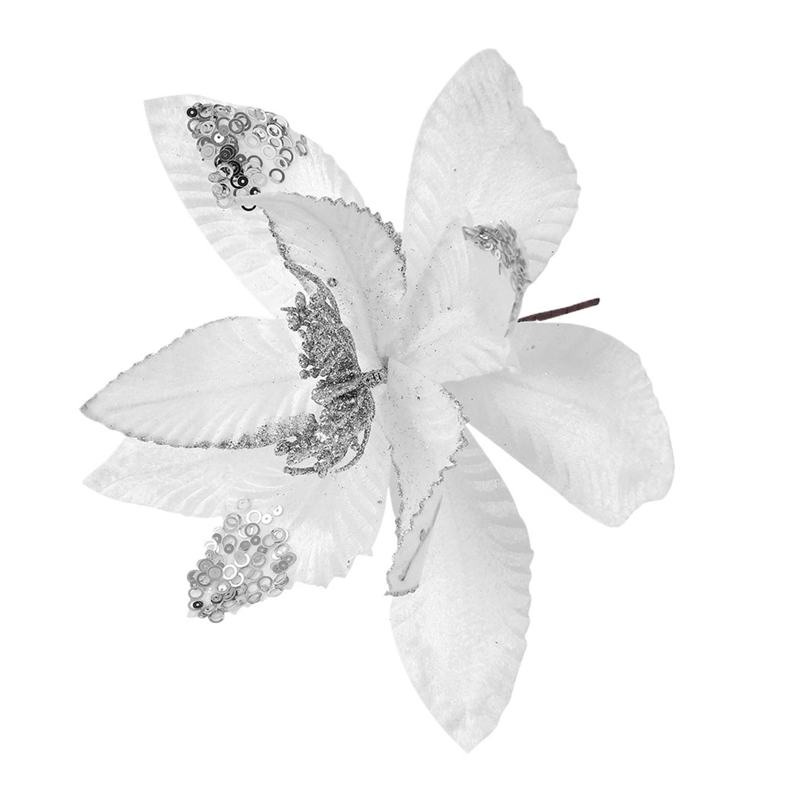 Casetlong 1Pc Artificial Flowers 24/28CM Fake Flower Tree Decoration For Home Decor Ornament DIY Garland Accessories(B Silver)
