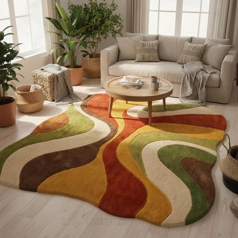 Image of zia carpets Hand Tufted Woollen Modern Collection Bedroom & Living Room Carpet Size 7 X 10 Feet