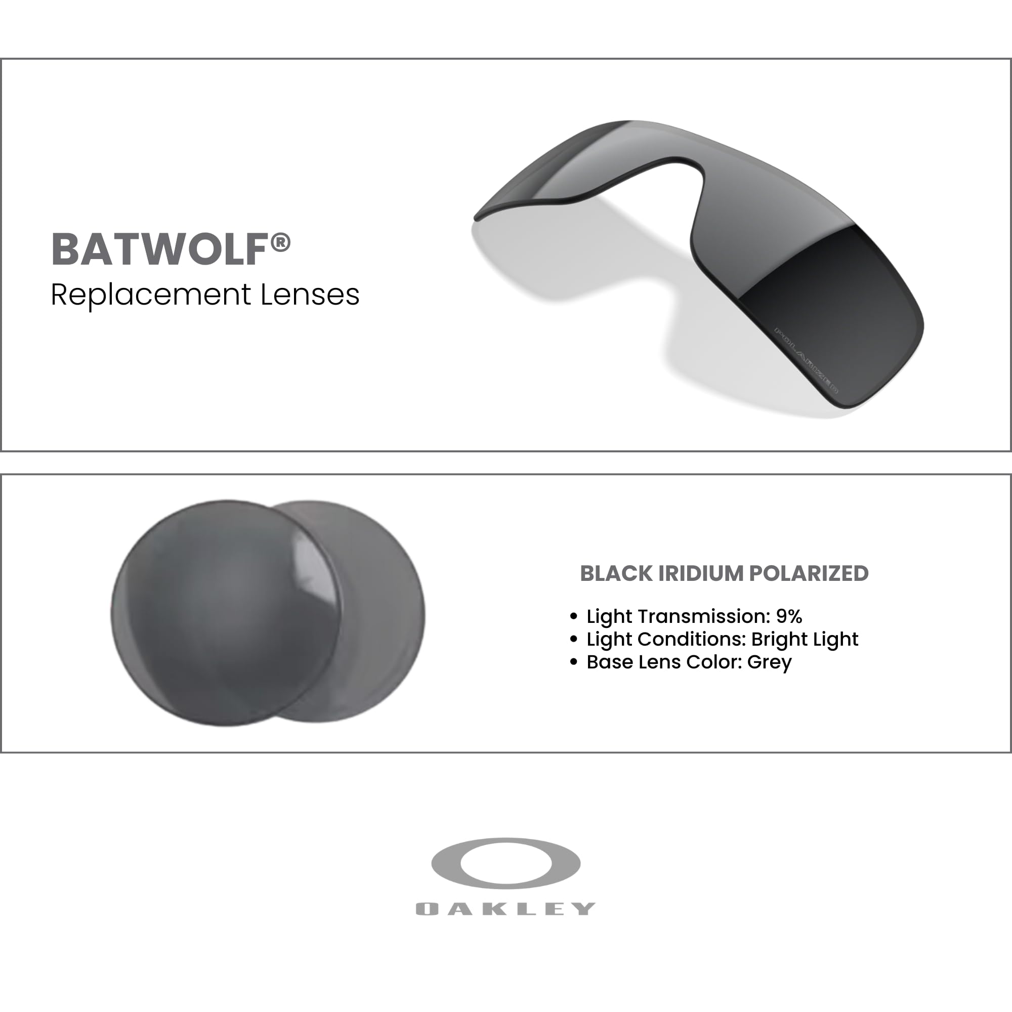 Oakley Batwolf - Lentes de repuesto para hombre y mujer, Iridio negro polarizado., 27