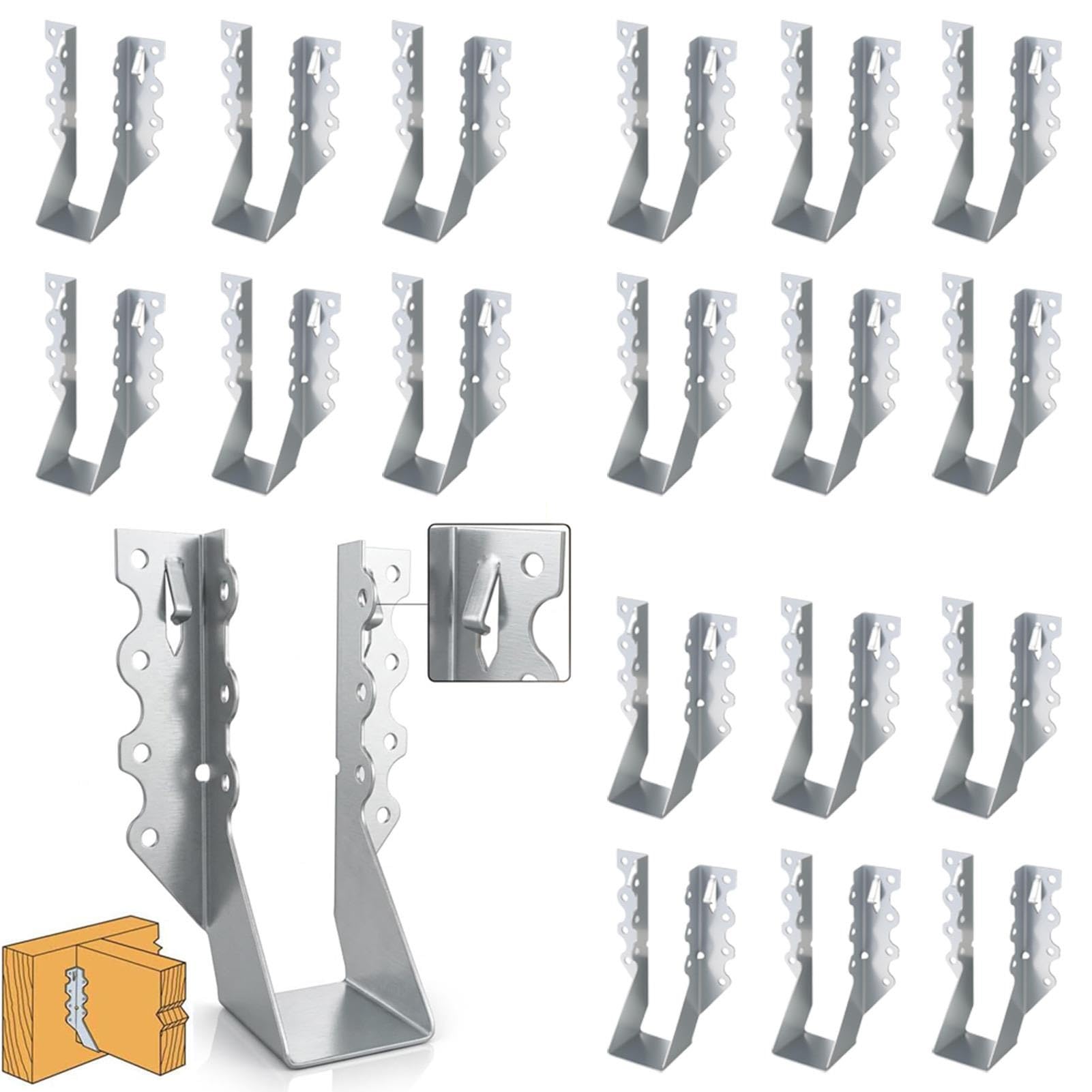 Paquete de 50 soportes para vigas de 2x6, conectores de madera galvanizados de calibre 20 | Se adaptan a madera nominal de 2 x 6, medidas reales de 1-1/2 x 5-1/2