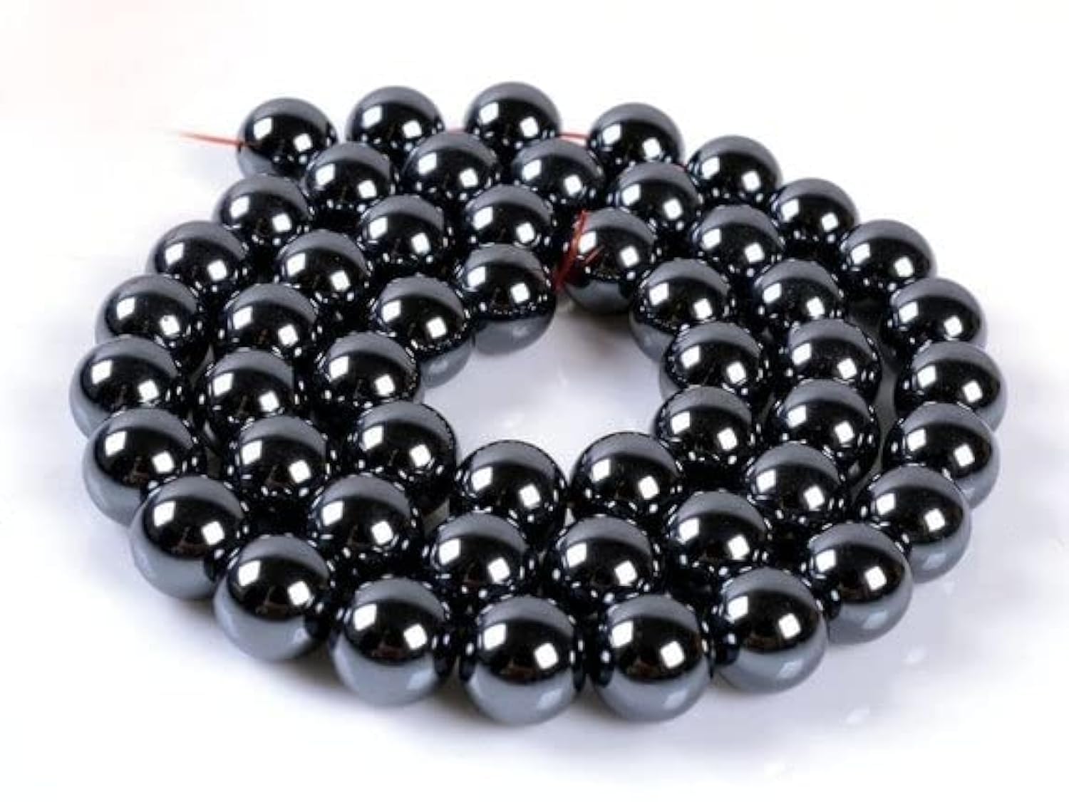 Perles hématite 8mm LKBEADS rondes naturelles pour création bijoux fil 40cm