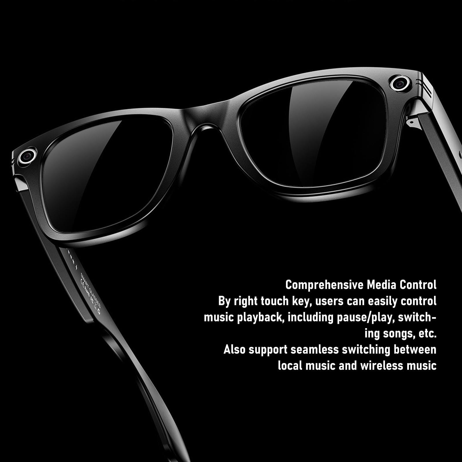 Naroote Lunettes Intelligentes IA, Lunettes avec Caméra Bluetooth 1080P avec Reconnaissance d'image IA, Prise en Charge de la Traduction en Temps Réel, pour l'Extérieur, l'Intérieur