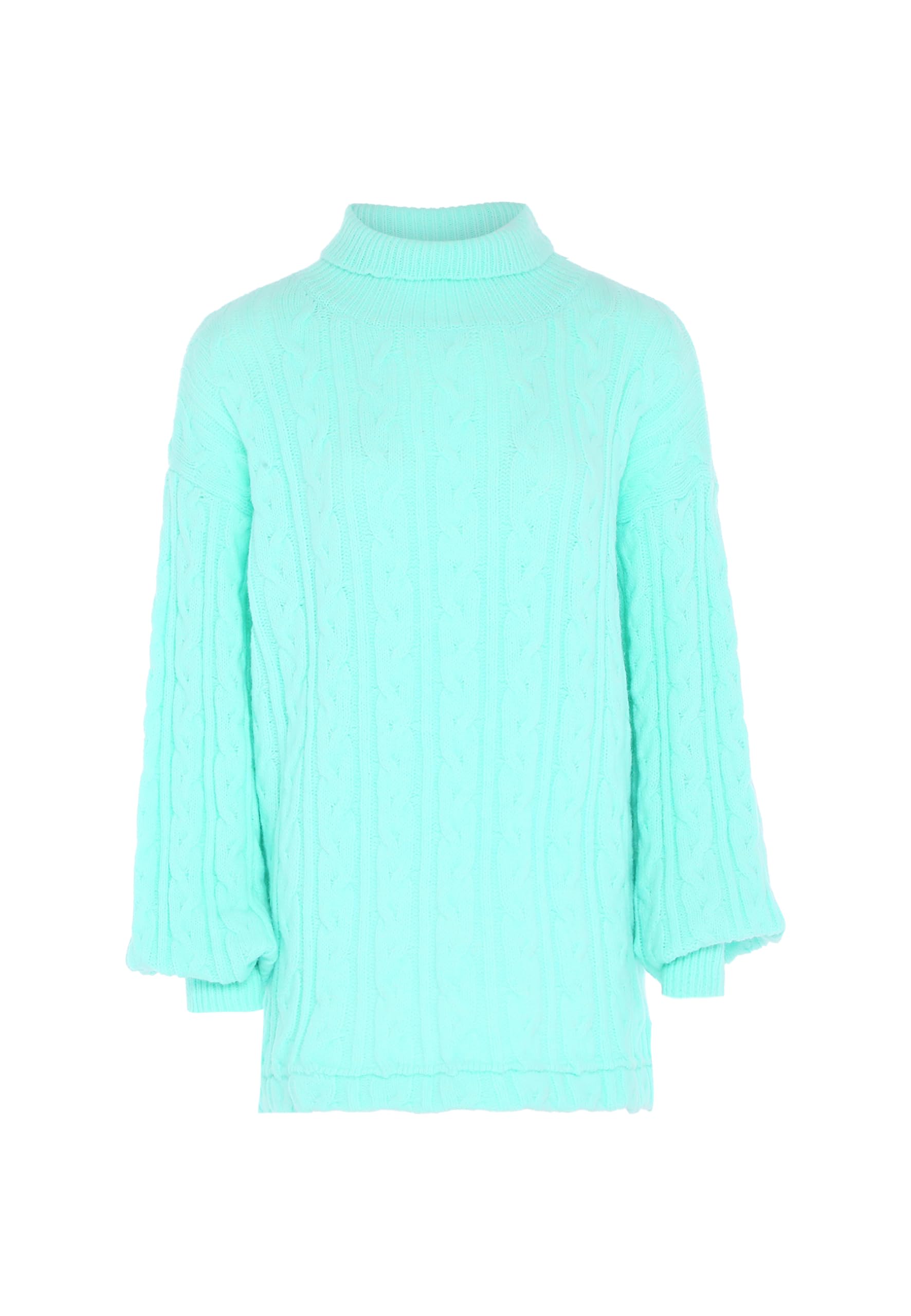 Aleva Damski sweter z golfem Twist modny akryl delikatny miętowy rozmiar M/L, Delikatna mięta, M