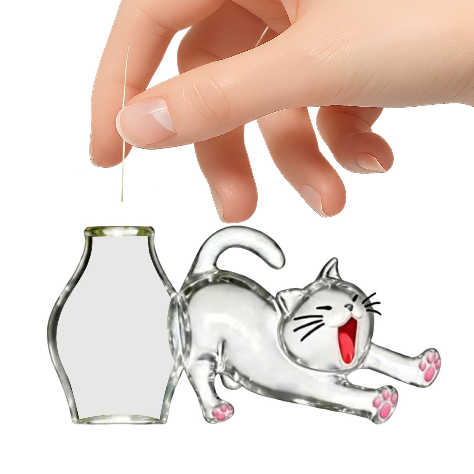 QUNZIDRESS Cat Whisker/Hair Keepsake Container Magnet,Clear Acrylic Pet Hair Storage Capsule,Cats Hairs Container Fridge Magnet,Memorial Pet Hairs Collector&Cute Magnetic Home Decor for Cat Lovers