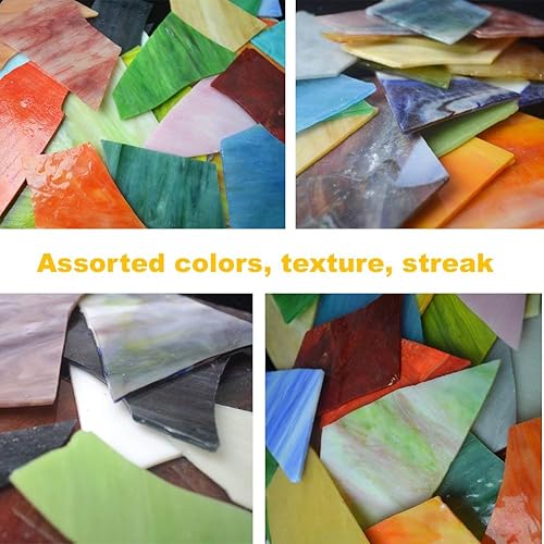 Miniatura 10 de Lanyani Hojas de vitral, mosaicos de vidrio para proyectos de arte y manualidades, paquete de valor de 35 onzas, llama
