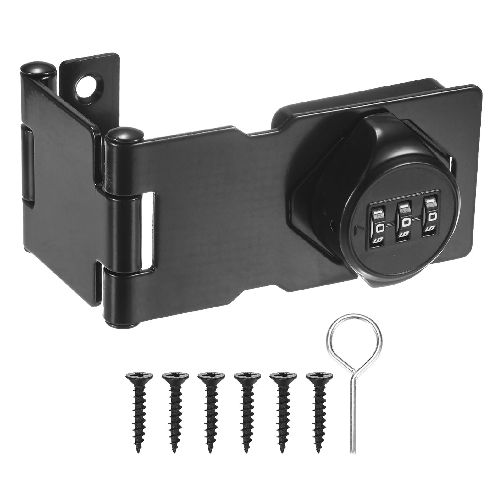 M METERXITY Keyless Combination Lock, 3.78" Zinc Alloy Mechanical Password Twist Knob Hasp Locks Latch for Cabinet/Closet/Garage/Drawers/Garden/Bathroom,90/180 Degree Barn Door Lock [Black]