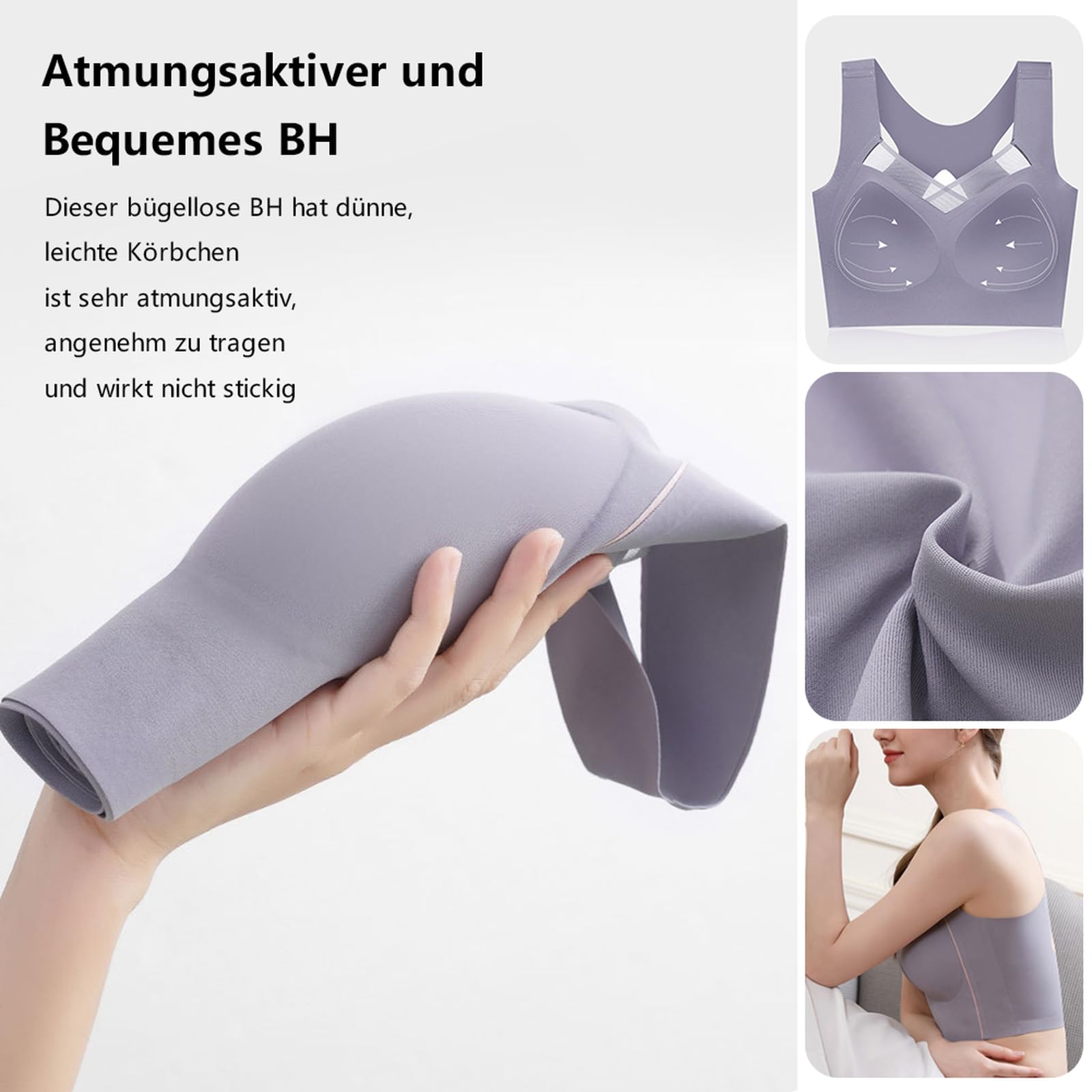 Sport BH Damen ohne bügel gepolstert BH Bustier Baumwolle Damen