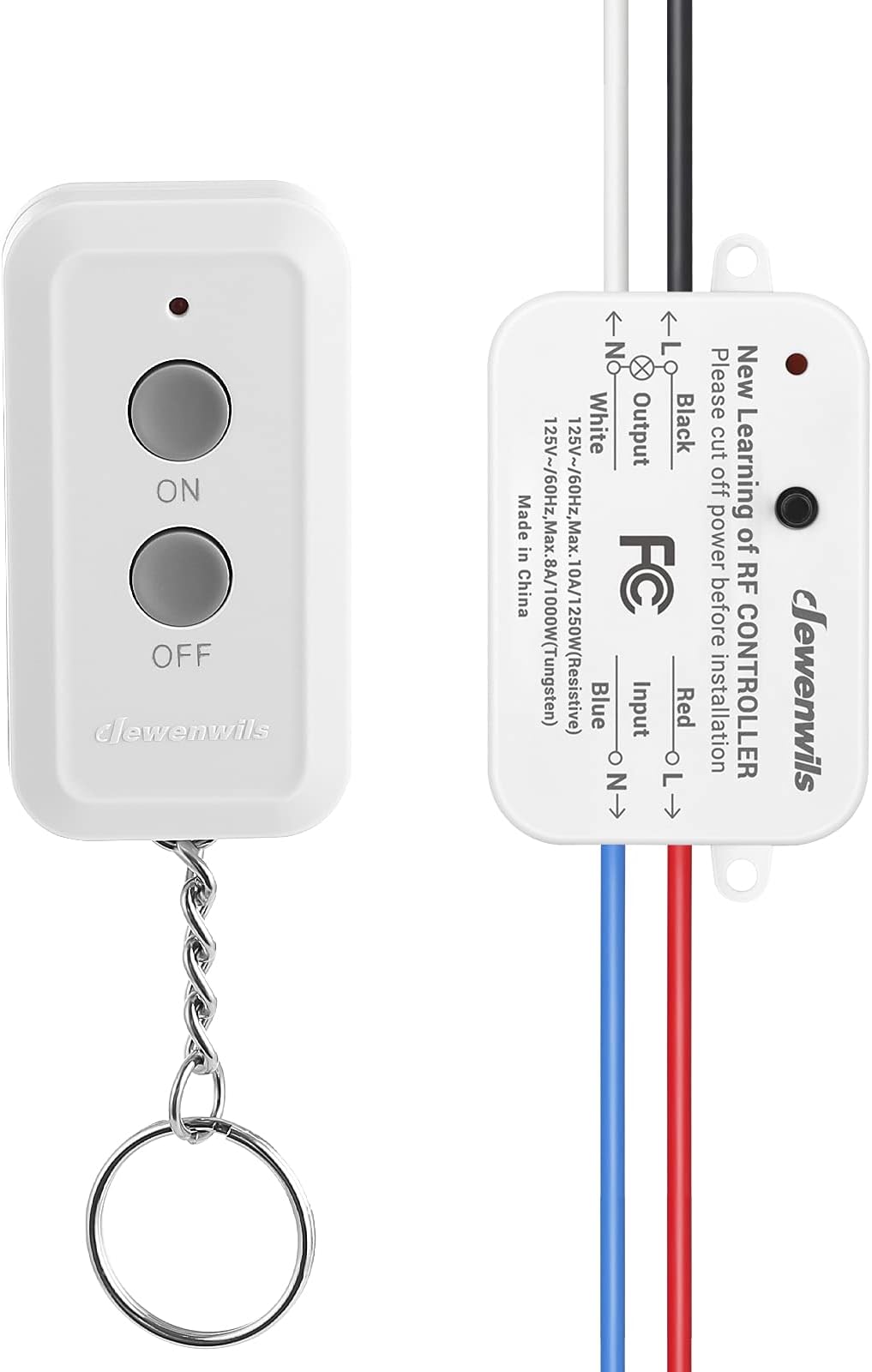 DEWENWILS Wireless Light Switch and Receiver Kit, No in-Wall Wiring Required, Remote Control Switch Lighting Fixture for Ceiling Lights, Fans, Lamps,100 Ft RF Range, Programmable