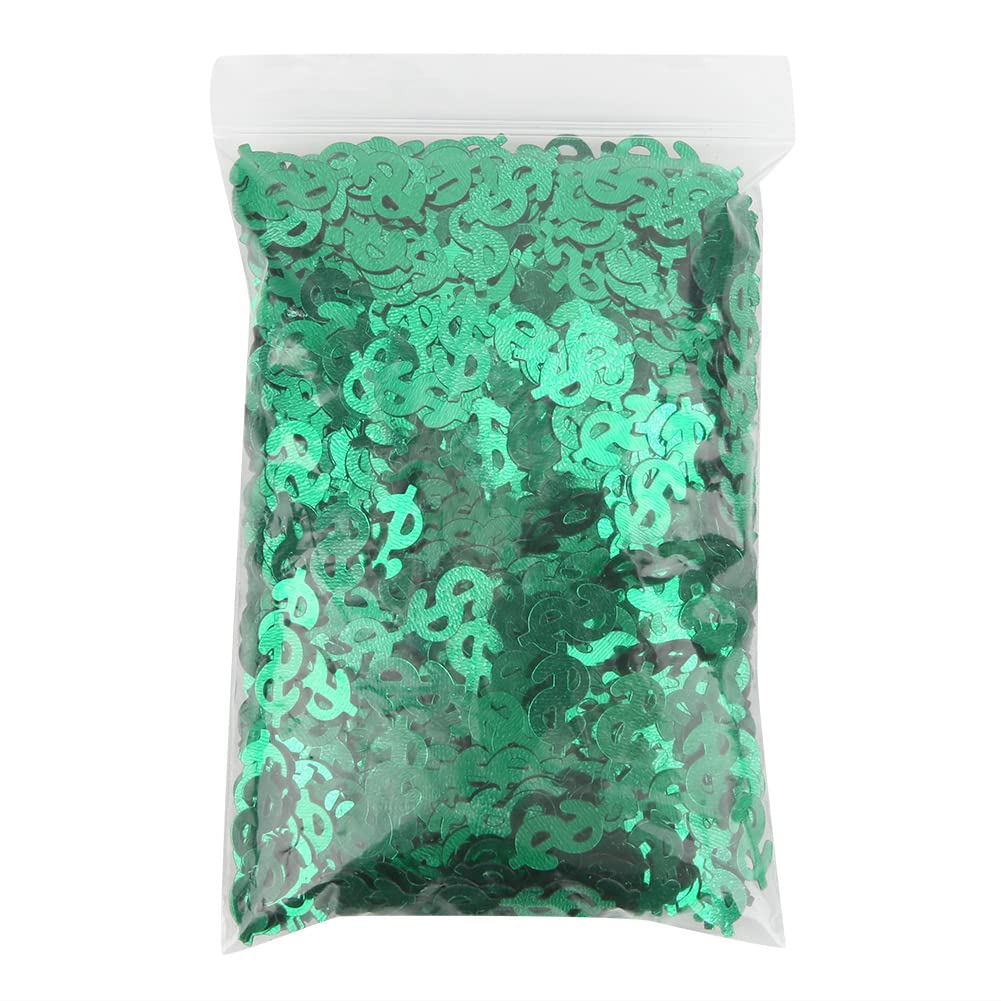 Jenngaoo 60g Dollar Sign Shaped Paper Confetti, Double Side Print Currency Symbol Confetti for Wedding Birthday Party Decoration - 2.1oz(Green)