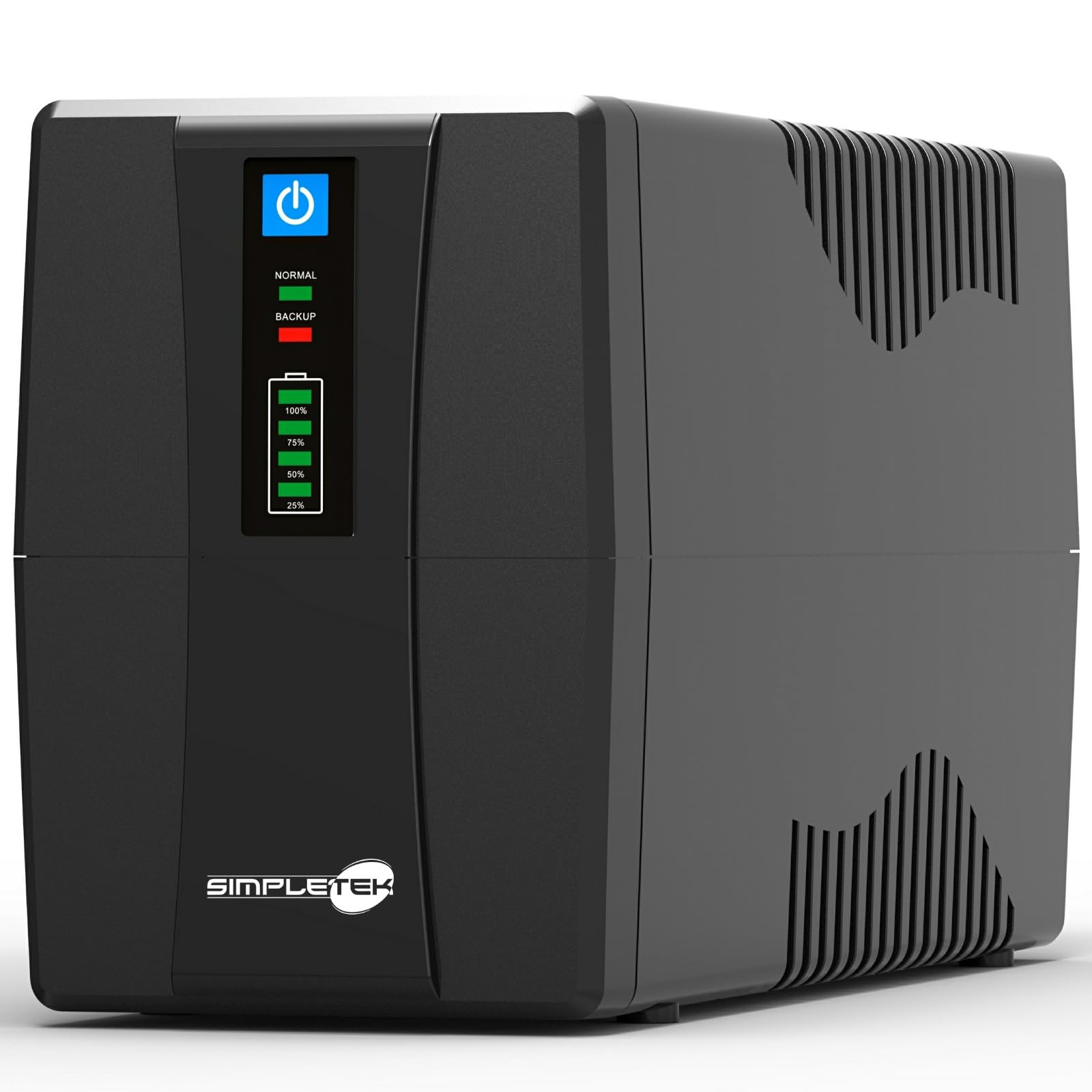 SIMPLETEK - Zasilacz awaryjny UPS 650VA 390W 2 gniazda AVR ochrona przeciwprzepięciowa do PC Modem monitora DVR | SK650VA A650VA | Zintegrowany kabel zasilający