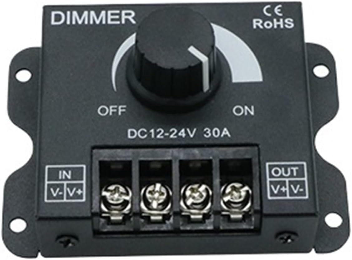 LED Dimmer DC 12V 24V 30A 360W Adjustable Brightness Light Strip Driver Monochrome Light Power Controller 5050 3528(B Series Black)