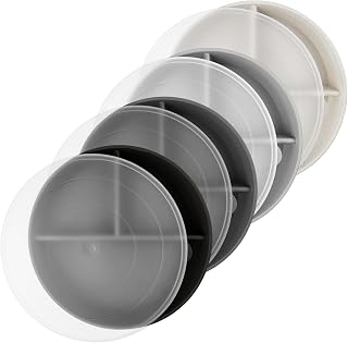 greenandlife 9 Inch 4PCS Divided Plates with Lids, Portion Control Plates for Kids Adults, Dishwasher Microwave Safe Compartment Plate, Unbreakable Lightweight Reusable Wheat Straw Plate, Grey Black