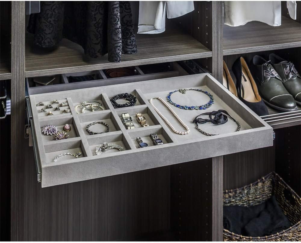 Hardware Resources JD1-24R Ten Compartment Pull Out Jewelry Organizers, Grey