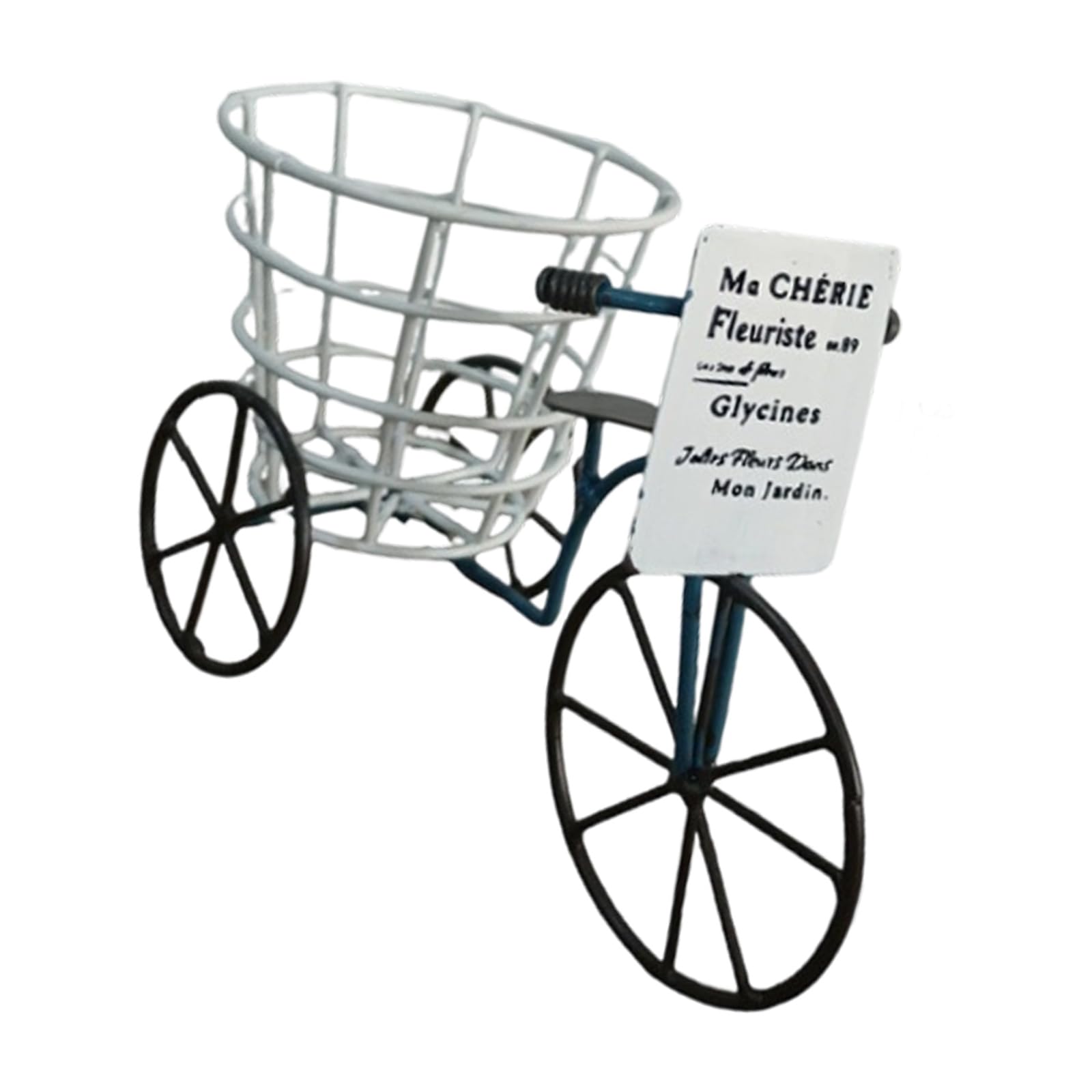 Iron Planter Stand with Basket Indoor Outdoor Decorative Old Cycle Flower Container Stand