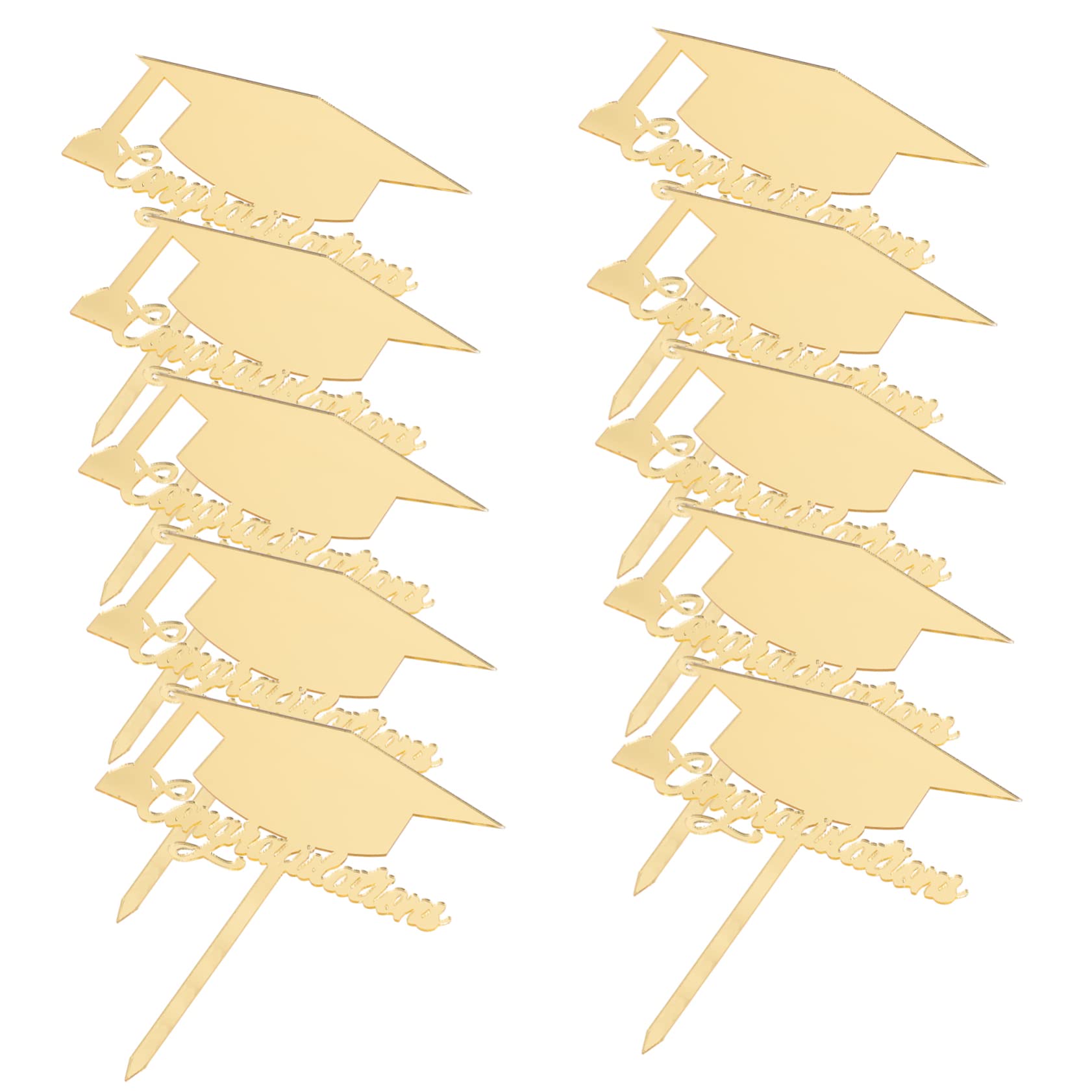 Amosfun 5 Sätze Abschlusstorte Dekorieren Goldene Tortendeko Goldene Kuchendeko Cupcake-picks Mit Abschlusskappe Hochzeitstorte Topper Graduierungskappe Cupcake-dekoration 10 Stück * 5