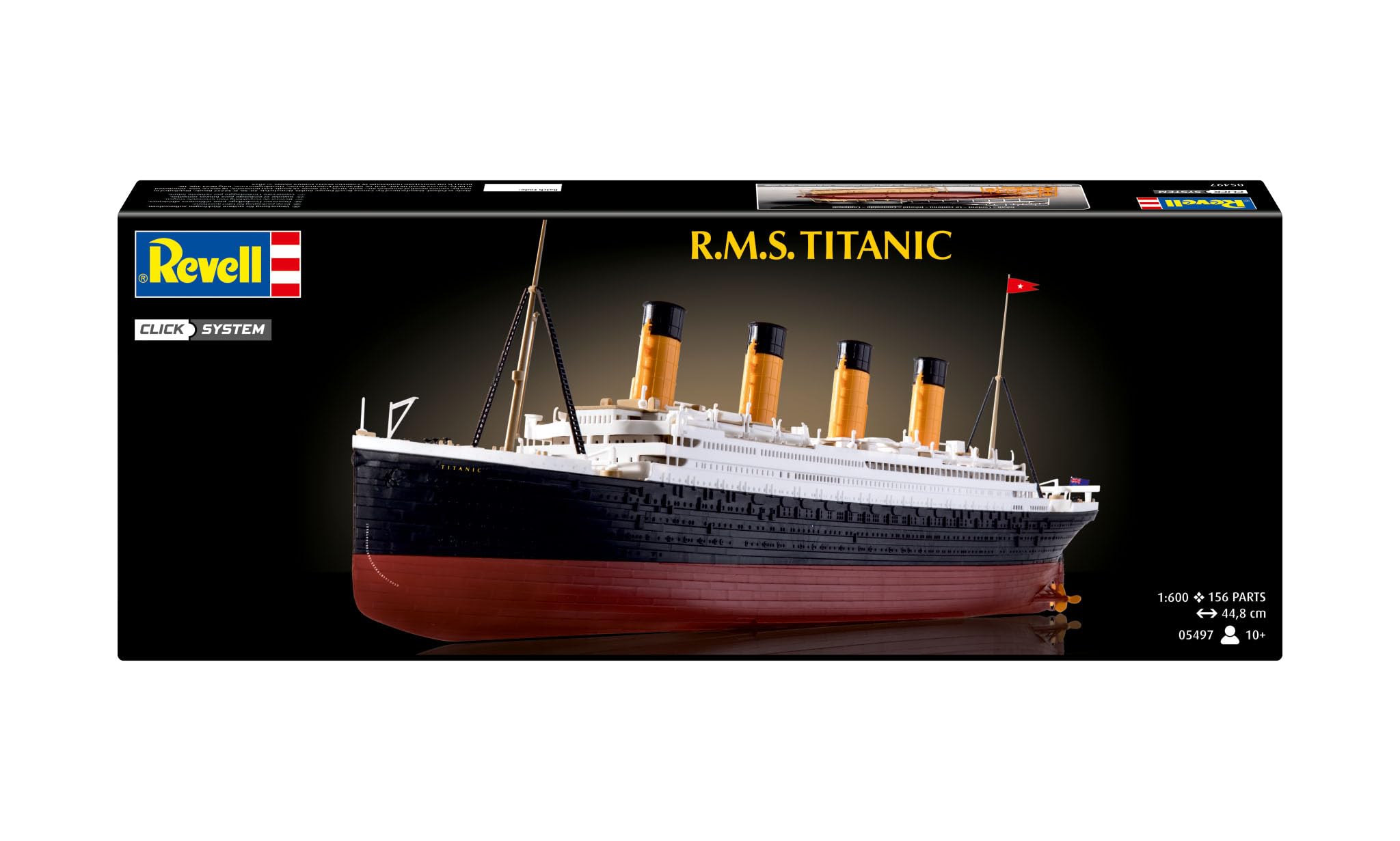 Revell 05497 R.M.S. Titanic (sistema a clic), scala 1:600, non costruito, precolorato, a incastro (non colla), kit modellino in plastica