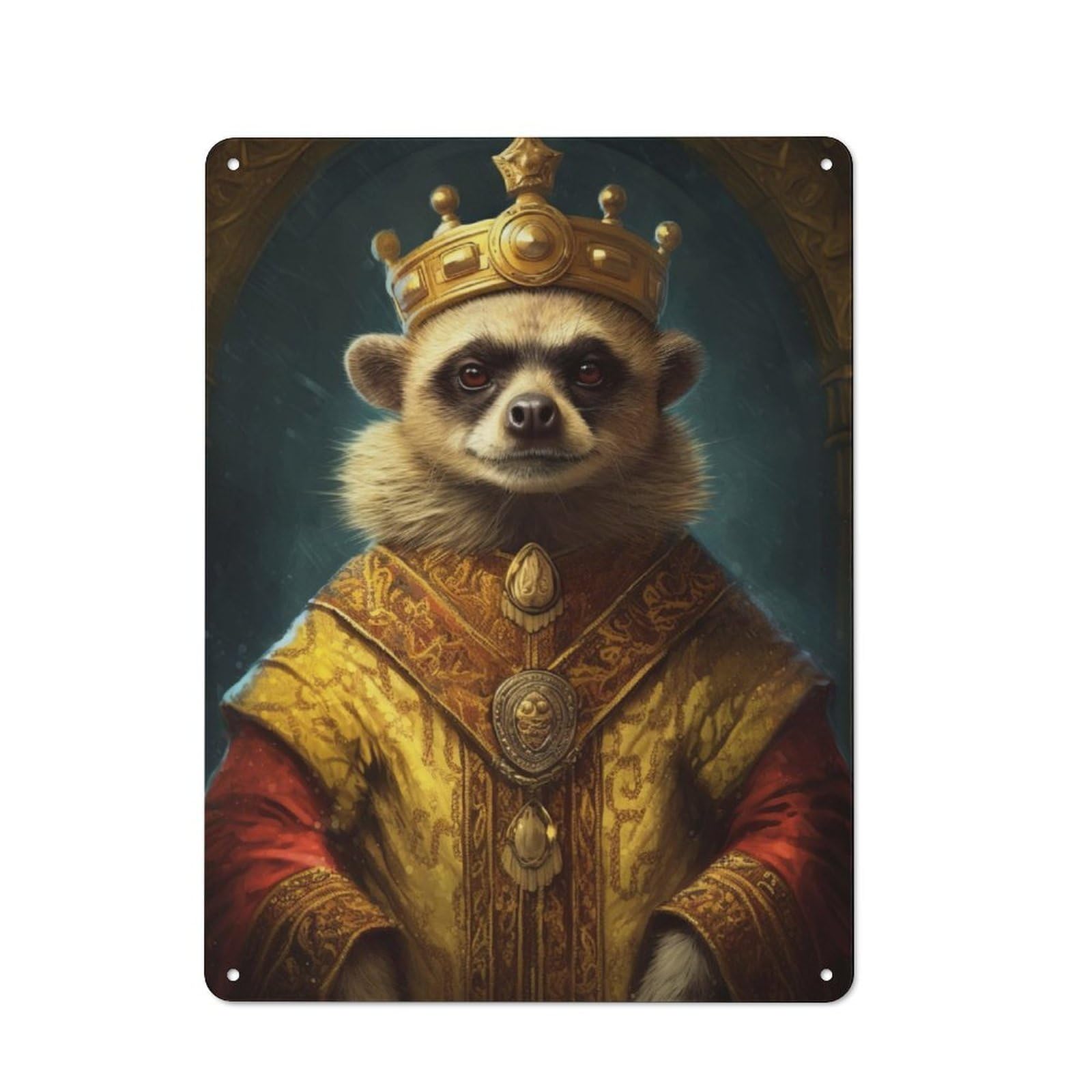 Metal Plaque 40x30cm with King Meerkat for Workshop Wall, Retro Decor, for Garage, Workshop And Man Cave Decoration
