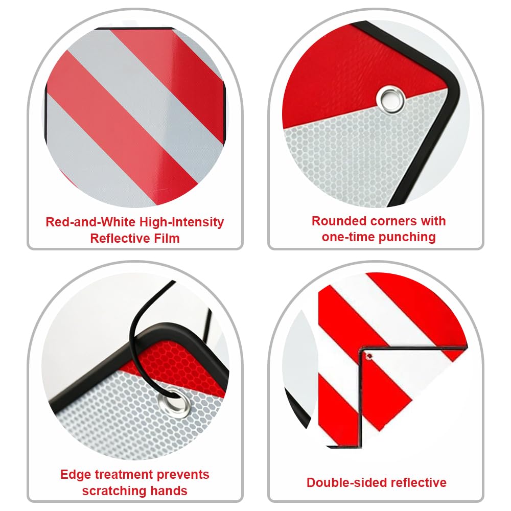 Warntafel Italien und Spanien, Warntafel Fahrradträger mit 4 Spannseilen, Faltbar Reflektierendes Warnschil, WarntafelItalienFahrradträger für Fahrradträger Heckanhänger Wohnwagen (50 x 50 cm)