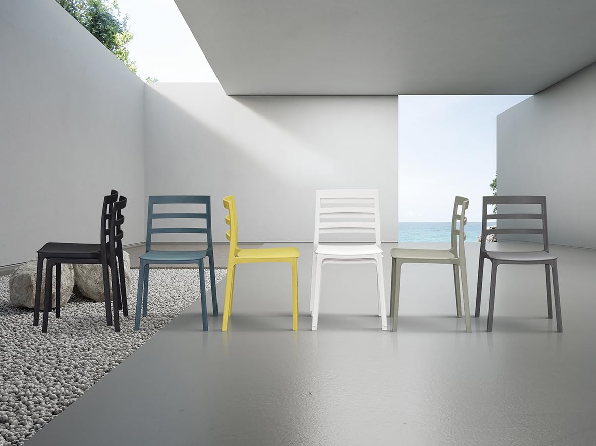 KONTE.DESIGN Set di 4 sedie MALAGA in polipropilene giallo