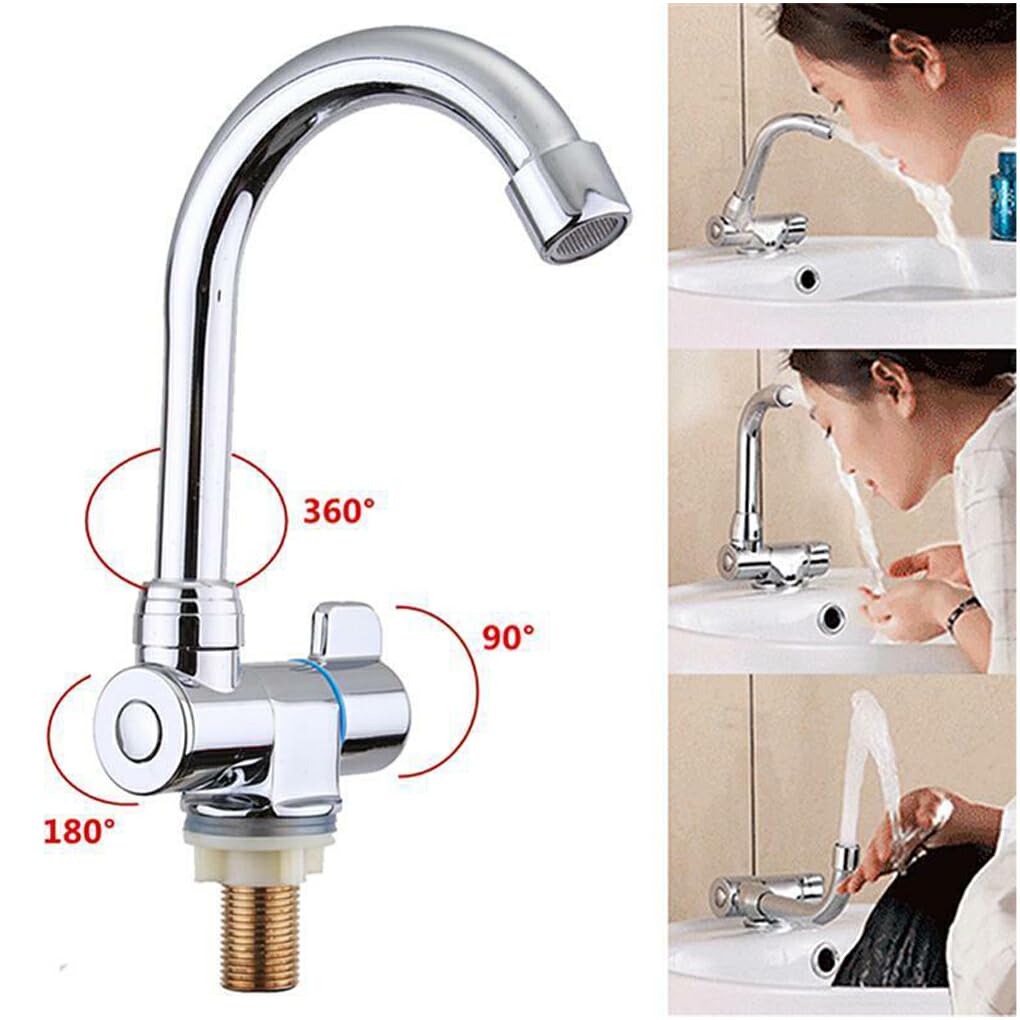 Grifo para RV, Frío, Grifo de Agua Plegable, rotación de 360 Grados, Montaje de 1/2 Pulgadas para Autocaravana, Grifo de Cobre Funcional