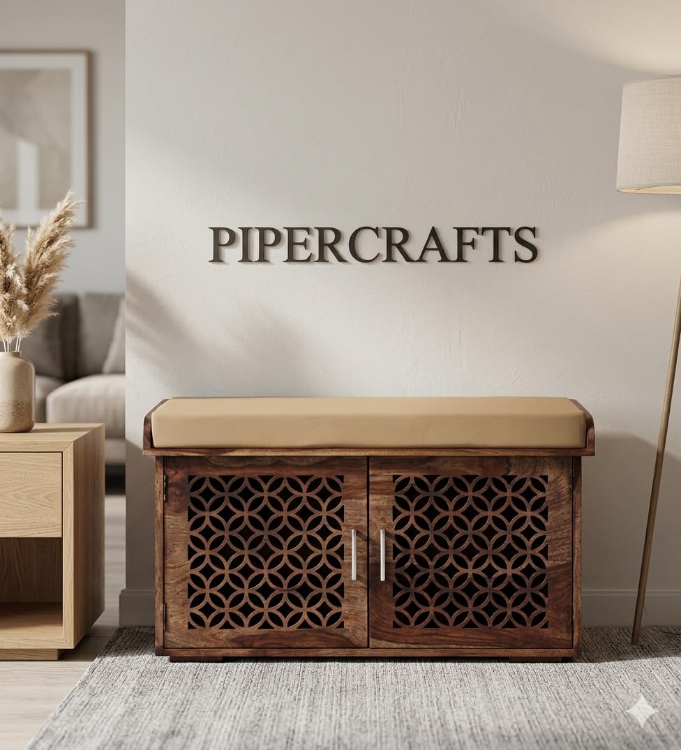 PIPERCRAFTS Sheesham Wood Shoe Rack - Already Assembled - Shoe Cabinet Storage for Home/Entryway/Hallway/Organizer/Rack for Home - Rustic Teak Finish-picture-30