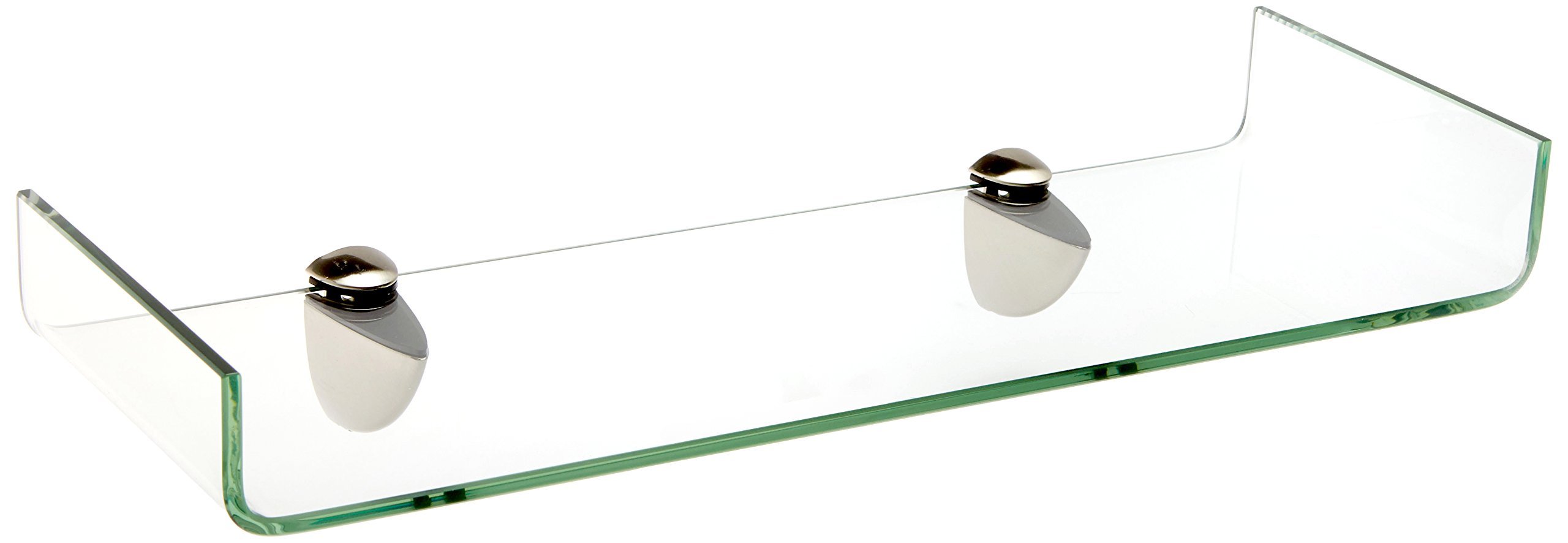 SpancraftGlass Osprey Bent Glass Shelf, Brushed Steel Bracket, 8 x 32