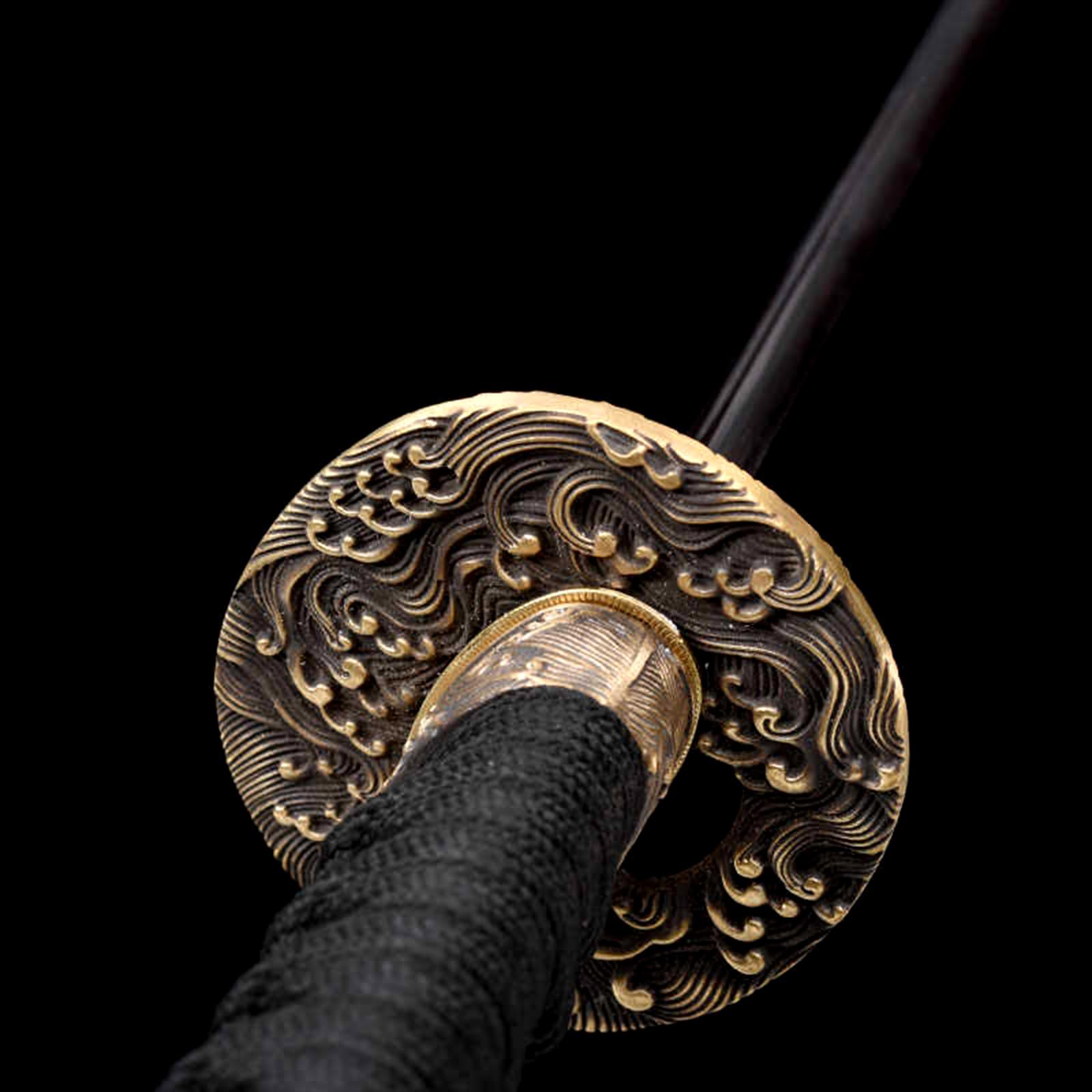 Bokken negro 103 cm hecho a mano,espada samurái de ébano natural con guardamanos de cobre puro. Katana japonesa de madera para entrenamiento,colección,kendo,cosplay,exhibición,regalo y accesorios.