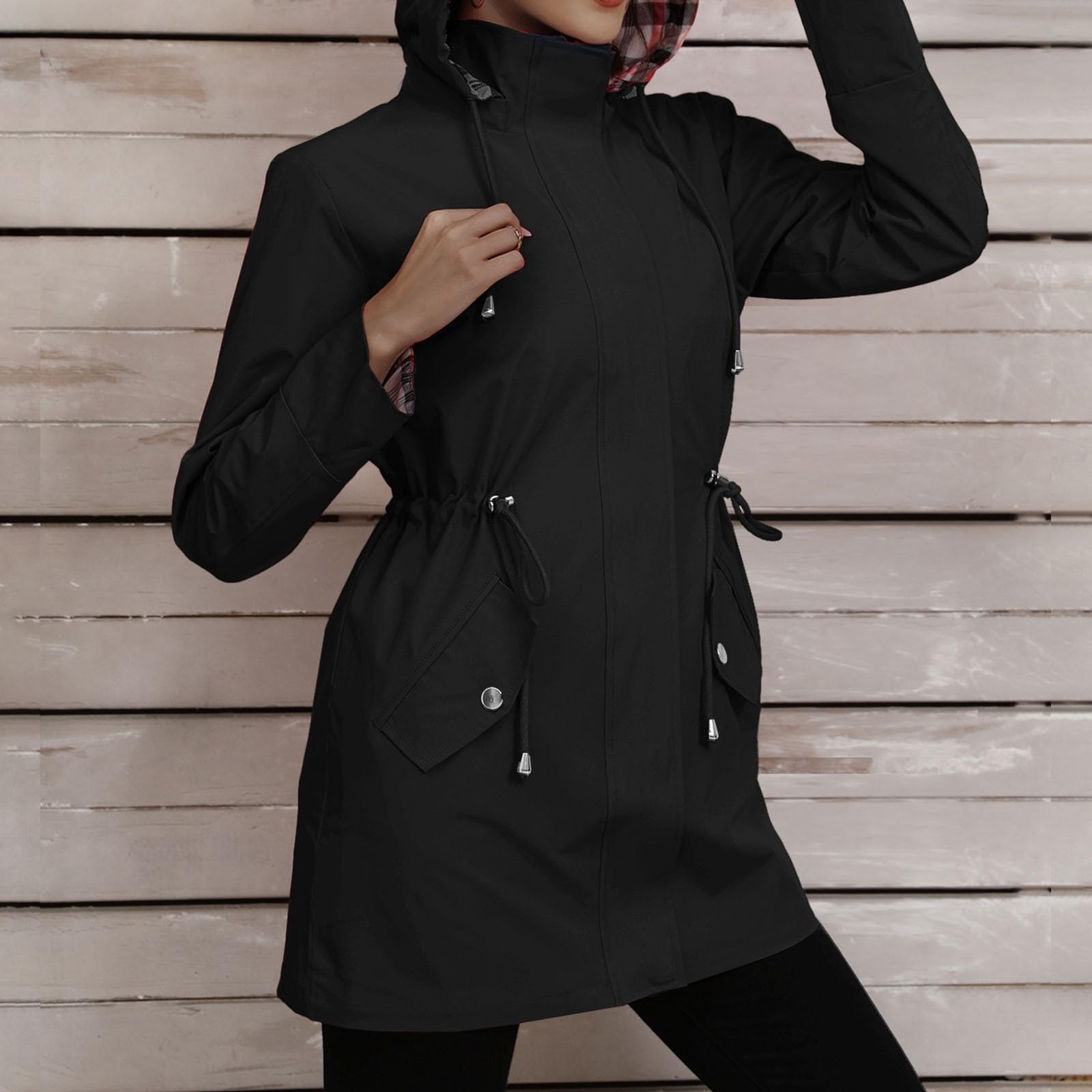 Giacca Con Cappuccio Snellente E Casual Per Donna Cerata Scooter Pioggia Impermeabile Moto Giacche Softshell Alpinismo Nero Da Corsa Trekking Antipioggia Sportiva Invernale Canadian Soft