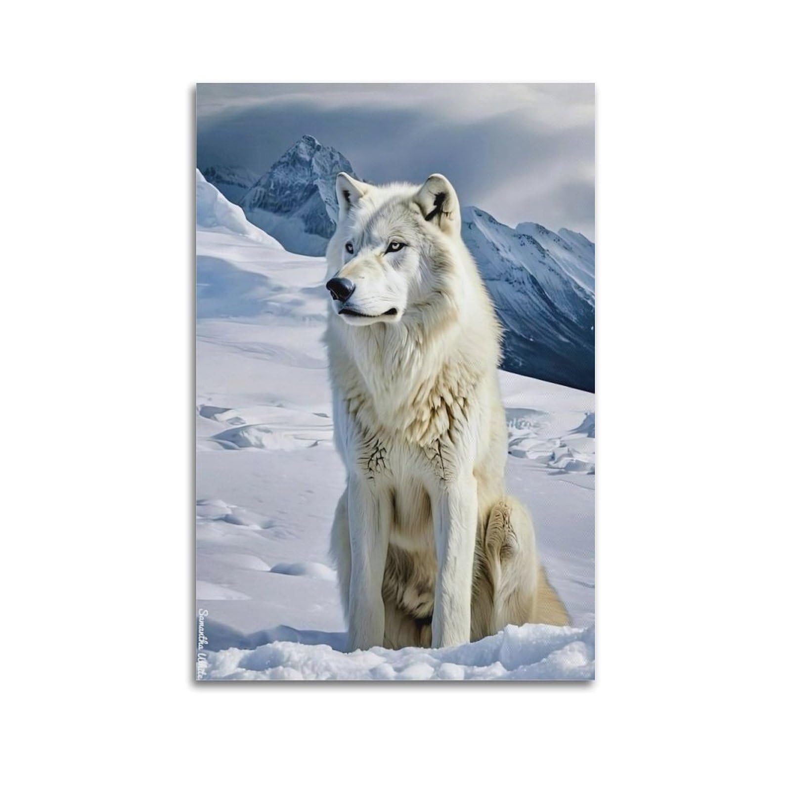 ZSZWHJ Animal Poster Arctic Wolves in The Snow Poster Decorative Painting Canvas Wall Posters And Art Picture Print Modern Family Bedroom Decor Posters 24x36inch(60x90cm)