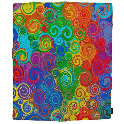 oFloral Colourful Circles Fleece Throw Blanket for Girls,Boy,Baby,KidsFantasy Girl Heart Cozy Blanket for Bed, Couch, Car 30x40 Inches