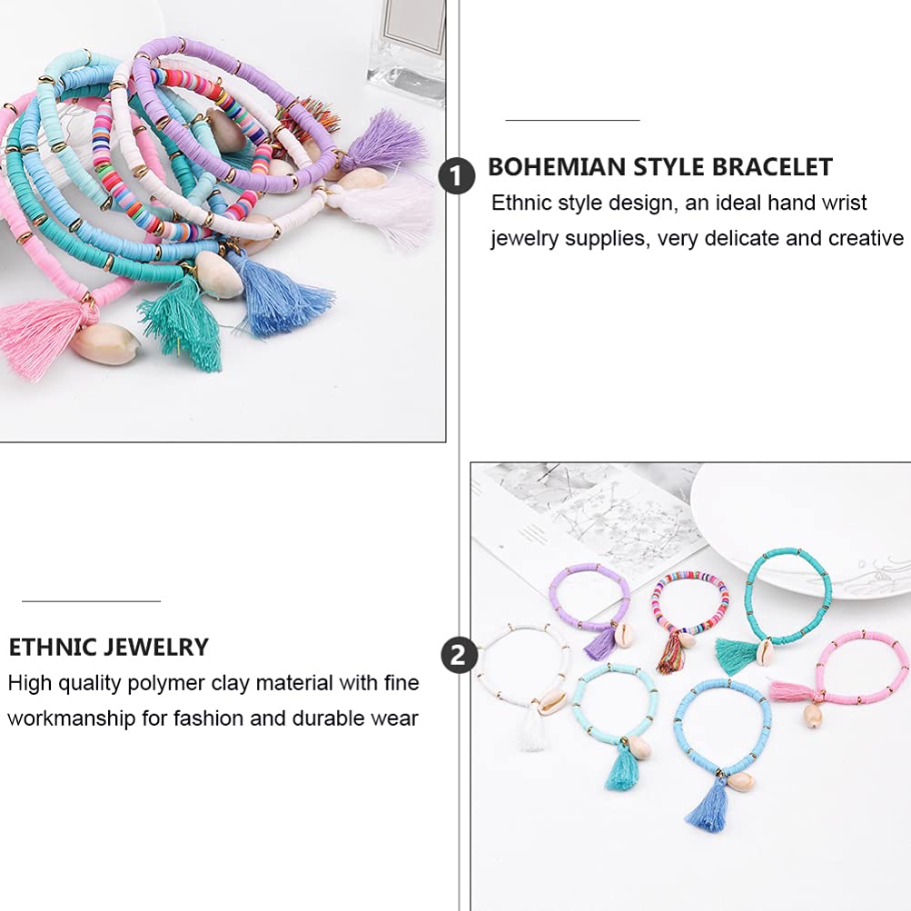 XANAYXWJ Heishi Surfer Braccialetti in Argilla Arcobaleno con Disco in Vinile con Perline Bracciale Estivo da Spiaggia per Amicizia in polimero