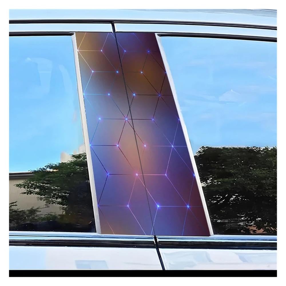 Dabhuoc One Color Car Parts 2Pcs Car Window Pillar Stickers Hexagon Grid Pattern Scratch Resistant Film