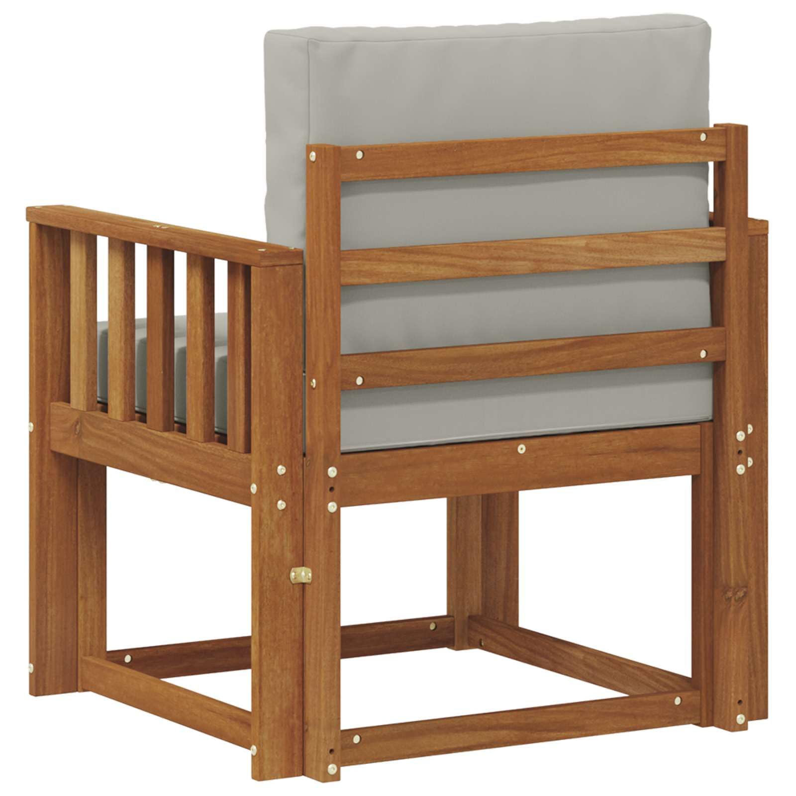 Divano da esterno in legno massello di acacia e poliestere, set di mobili da giardino, per terrazza, balcone, braccioli, listelli verticali