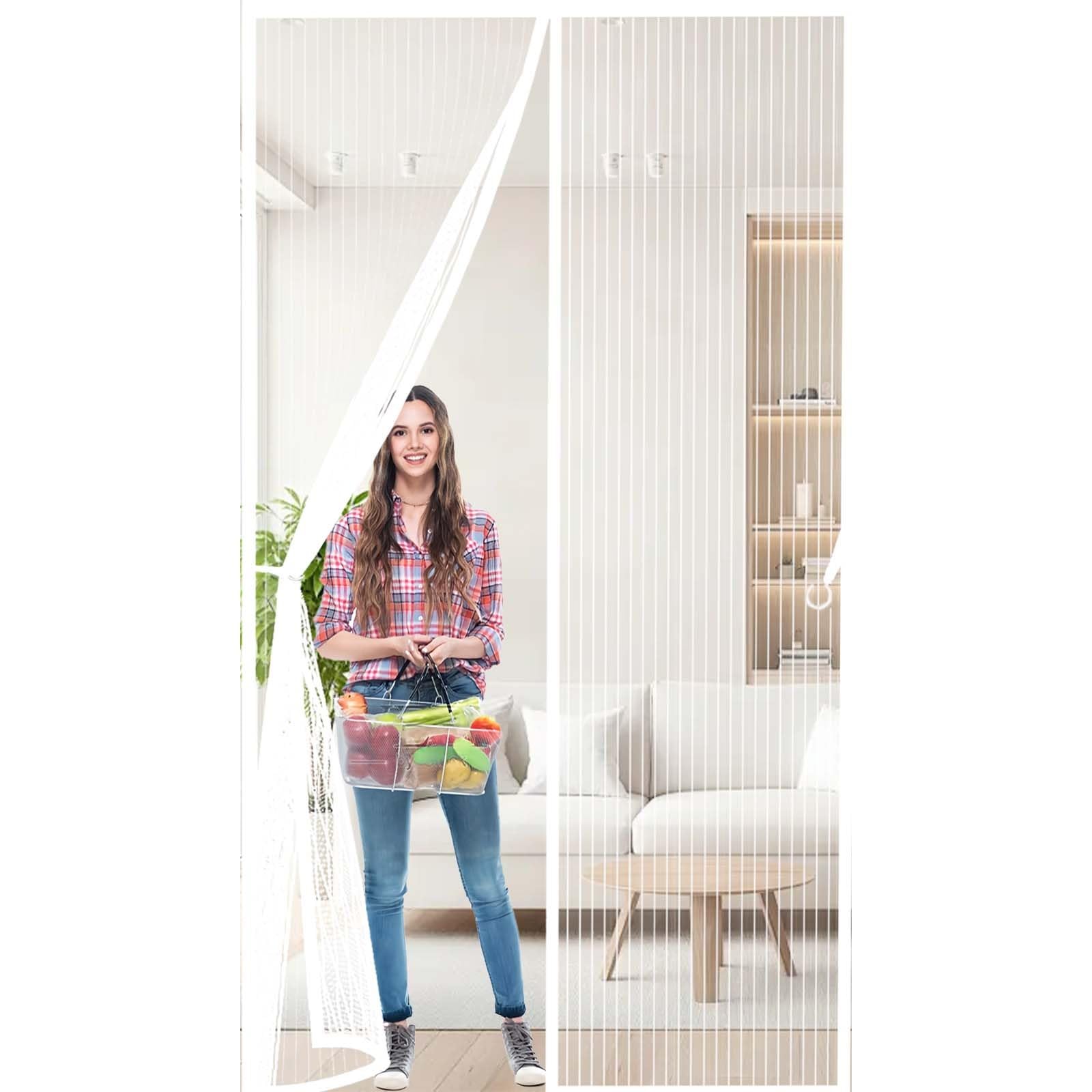 Fly Nets 160x255cm(WidthxHigh) Durable, Keeps Bugs Out, Kid and Pet Friendly Anti Mosquito Mesh Fly Curtain Hundreds of Sizes, Lets Fresh Air in, White