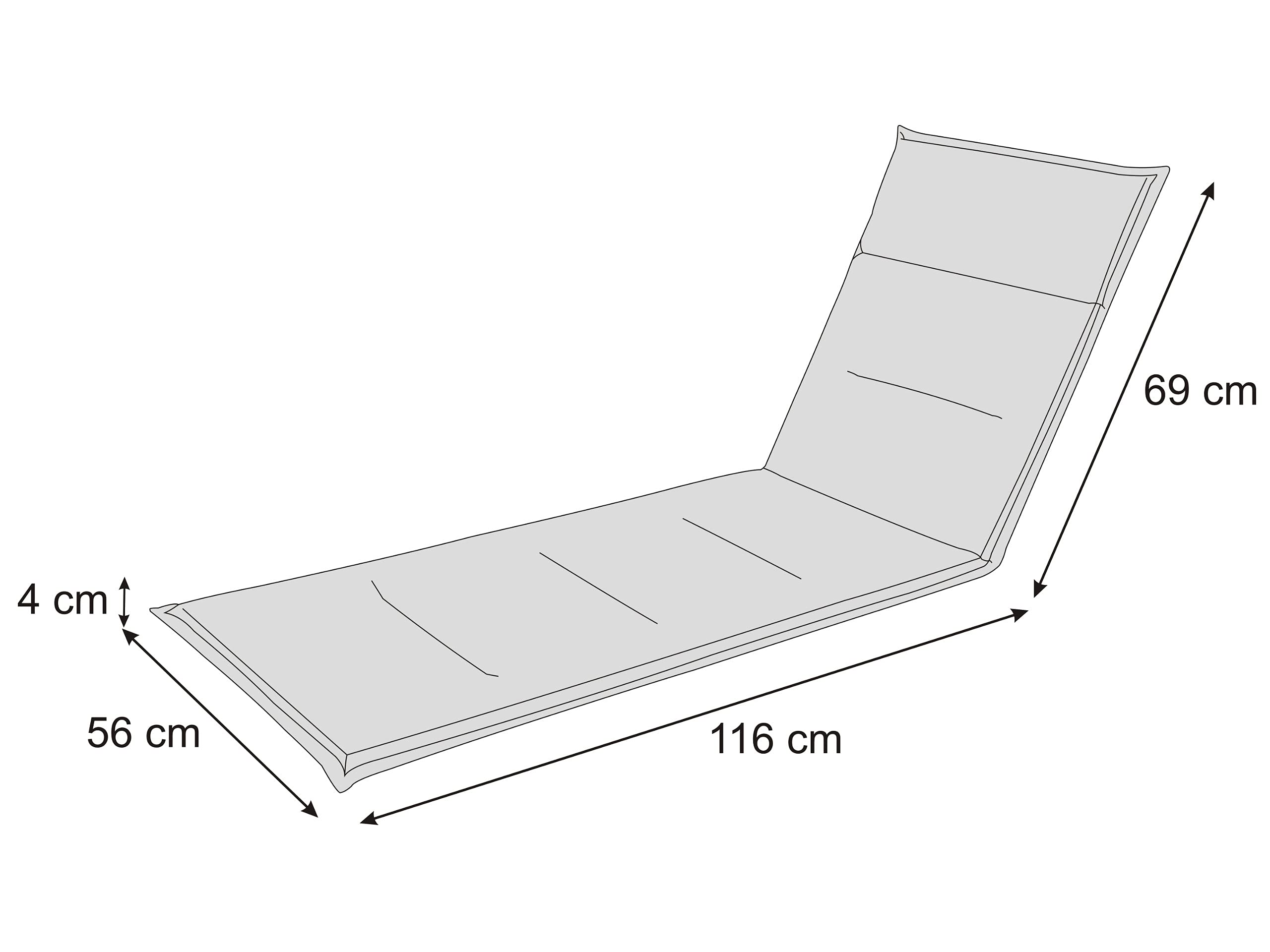 PillowPrim Sitzkissen für Sonnenliege - Stuhlkissen - Für Gartenliege, Terrassen und Balkonliebhaber - Komfort im Freien - Beige mit Streifen, 185x56x4 cm