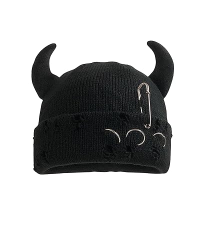 CORIRESHA Unisex Y2K Gothic Devil Horn Knitted Ring Knitted Halloween