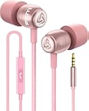Clamor Wired Earbuds in-Ear Headphones, 5 Years Warranty, Earphones with Microphone, Noise Isolating Ear Buds, Memory Foam for iPhone, Samsung, School Students, Kids, Women, Small Ears - Pink