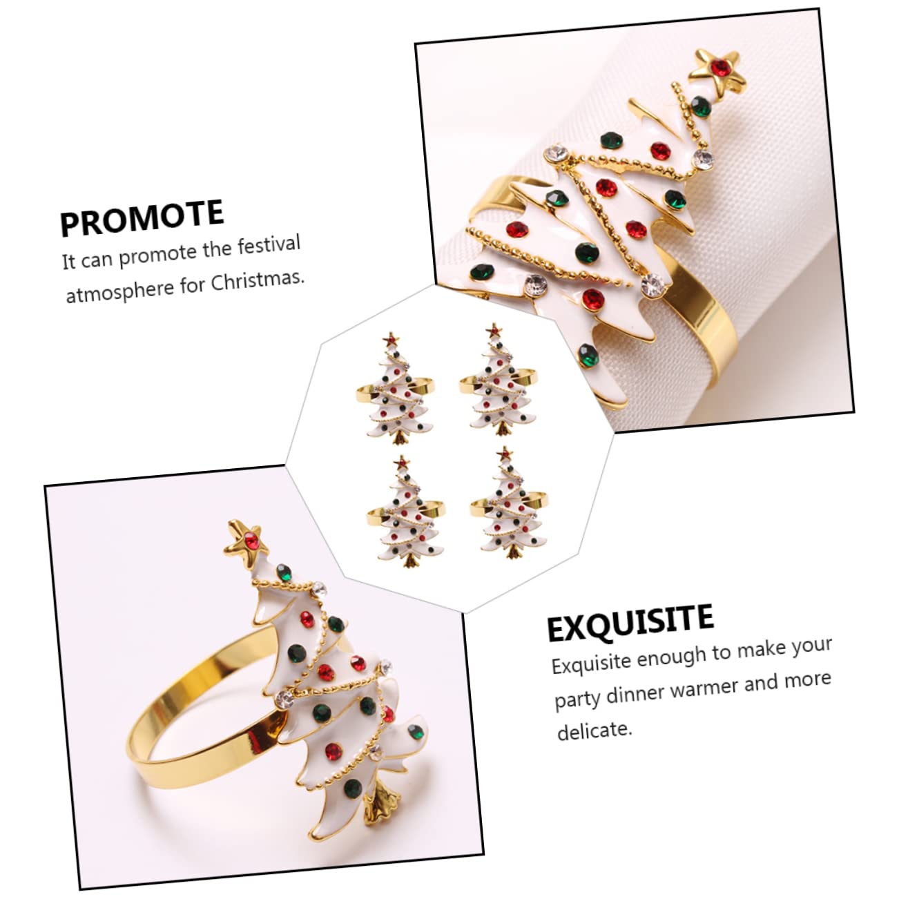 Mikinona 3 Set Eleganti Porta Tovaglioli Natalizi Per Feste Di Natale Con Fibbia Per Decorazioni Festive 4 Pezzi * 3