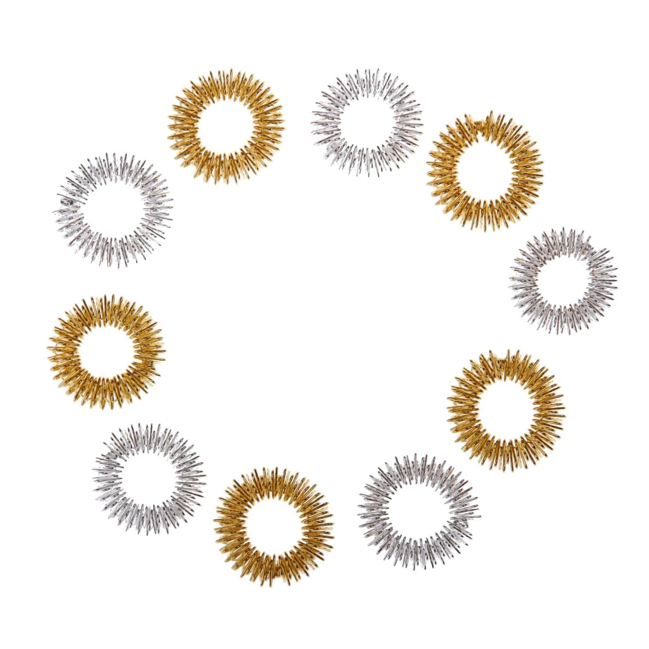 HANABASS 10pcs Acupressure Ring Finger Massager Reflexology Bands Stainless Steel Chinese Medicine Technique