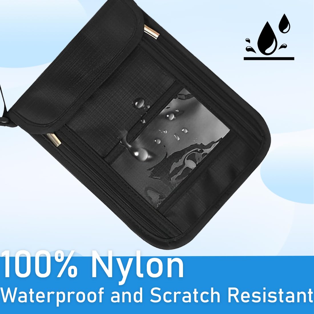 2 pcs Cartera de Cuello Porta Pasaporte, Bolsa para el cuello para hombre, Bolso en el pecho protección, Bolsa de Viaje Seguridad, Bolsa Halter Antirrobo con Múltiples Compartimentos