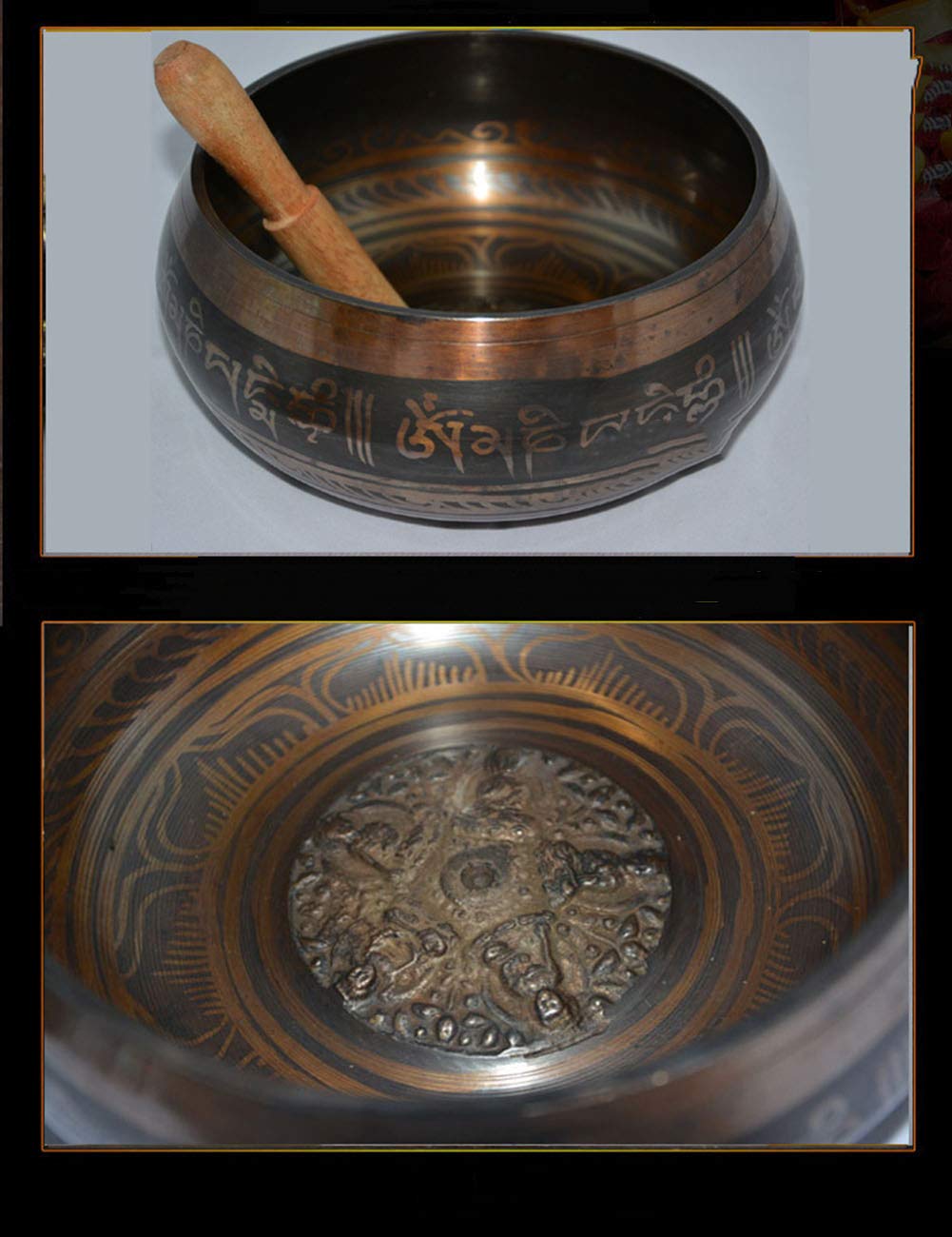 AIZYR Chakra delle Campane Tibetane, Ciotola per Canto Yoga - Rame Puro Buddha Sound Bowl, Pratica di Voci di Sei Parole Partecipa alla Meditazione, Forte E Durevole,10.5cm/4.13"