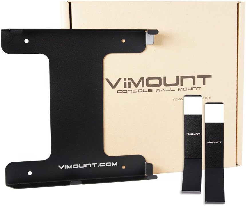ViMount Wall Mount Metal Holder Compatible with PlayStation 4 PS4 Slim Version with 2X Controllers Wall Mount in Black Color