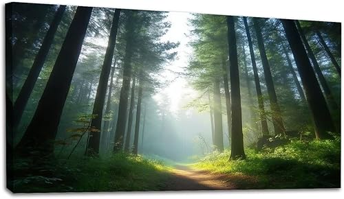 Miniatura 27 de 24"x 48" Canvas Wall Art Mountain Rustic Lake Landscape Nature Forest Scenery Vintage Boat Framed Pictures Painting Prints Large Wall Art for Living