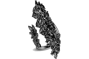 Black Rhinestone Gothic Cocktail Ring for Women