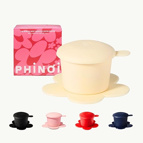 PHINOI - Gotero de café vietnamita, filtro Phin vietnamita, cafetera de una sola taza de 1 a 2 tazas con diseño de flores, filtro de café