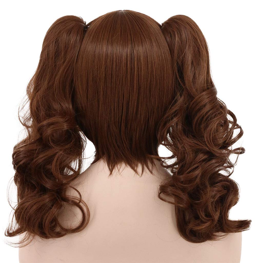 karlery Adult Women's Long Ponytail Brown Wig Lolita Clip In Thick Claw Drawstring Halloween Costume Pigtail Wig Anime Cosplay Wig