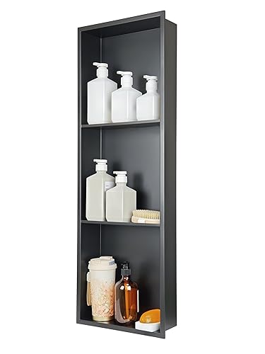 Black Stainless Steel Shower Niche 36" X 12" ，Recessed Shower