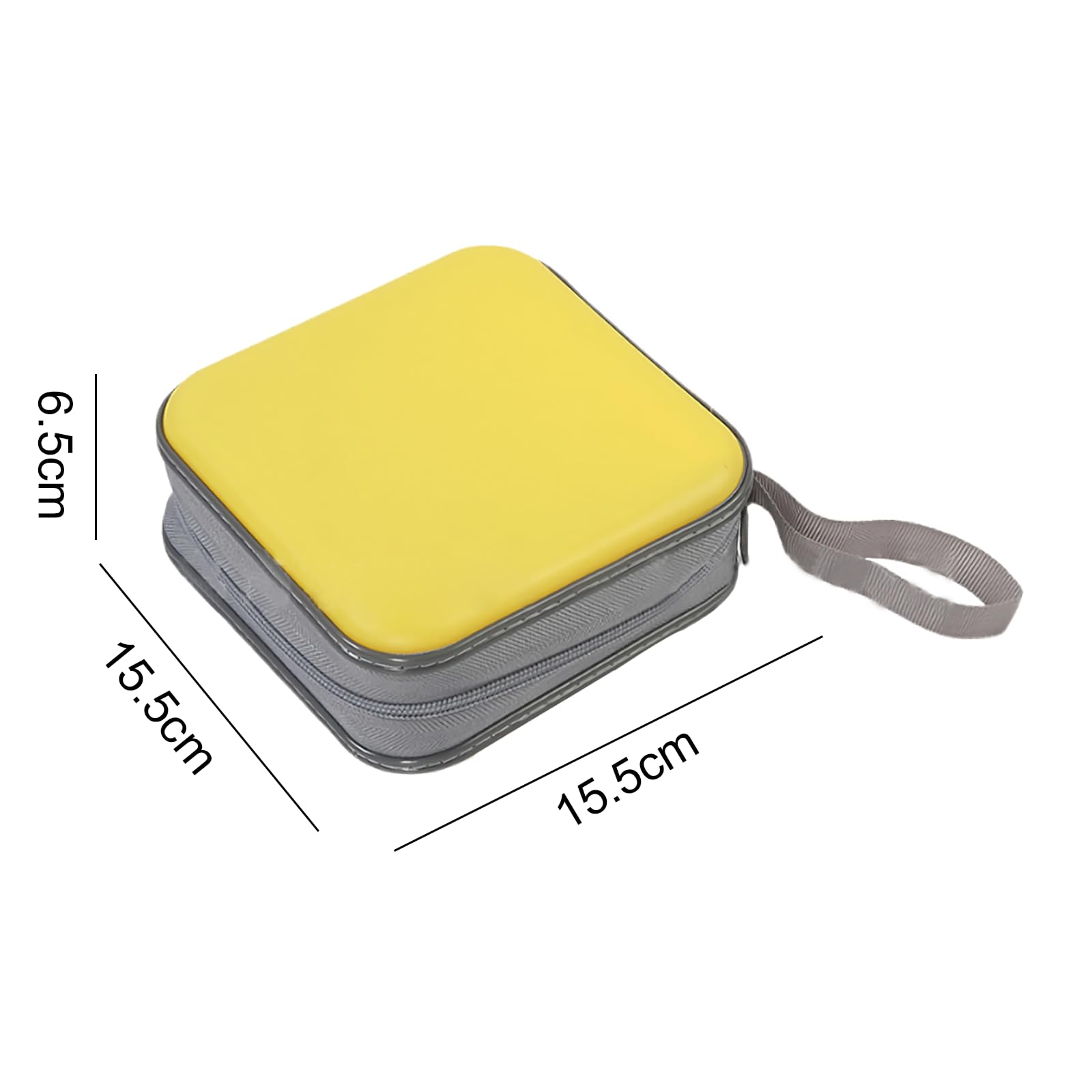 Porta CD portatile con cerniera, per 48 CD e DVD, per auto, casa, viaggi (giallo)