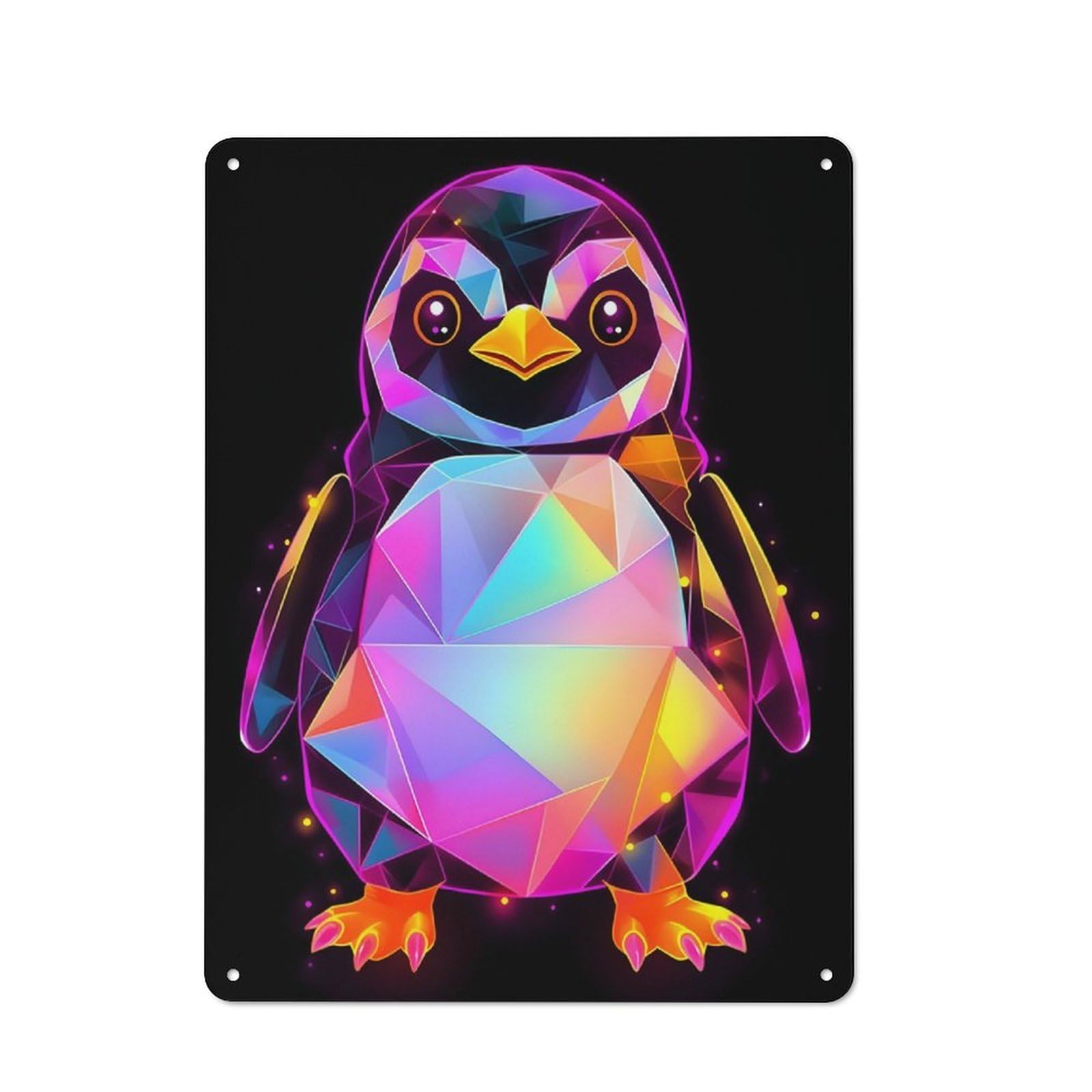 Junmoney Penguin Triangle Abstract For Lounge Or Reading Corner, Retro Metal Plaque 40X30cm, For Vintage Wall Decor Fans, For Metal Sign Collectors