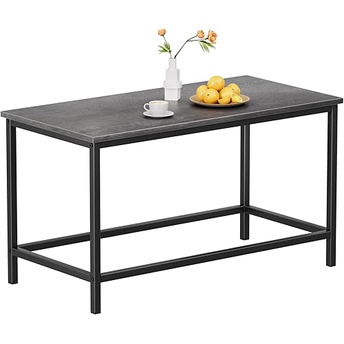 SAYGOER Small Rectangular Coffee Table Simple Modern Open Design Minimalist Center Table for Living Room Small Spaces, Easy Assembly, 31.5 x 15.7 x 17.7, Gray Black